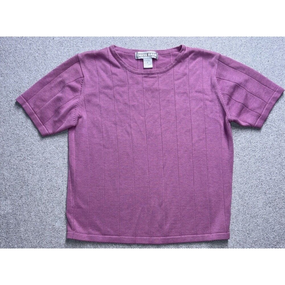Vintage 90s Dress Barn Ribbed Knit Short Sleeve Shirt Women’s M